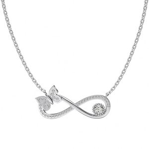 Colliers pendentifs Dylam au design géométrique élégant en argent S925 avec chaîne à maillons et zircone cubique 5A, symbole de l'infini en forme de papillon et chiffre 8 - Product Image 1