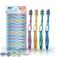 Lot de 12 brosses à dents à poils mi-durs, porte-cartes, fabricant de brosses à dents en plastique bon marché et personnalisées