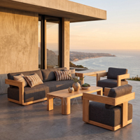 Mesa de Madera de Teca Resistente para Jardín, Muebles de Sofá para Exteriores, Diseño Oriental Clásico