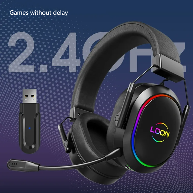 LDON R2 Triple-Mode Wireless Gaming Headset for PC / Laptop 2.4G/BT5.3 ANC Low Latency <30ms Long Battery - OEM Factory Direct
