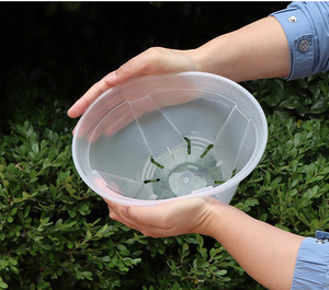 Transparent Plastic Garden <b>Pots</b> Planter with Saucer Plant <b>Pot</b> Nursery Drainage Hole <b>for</b> House Plants, <b>Herb</b>, Flowers - Product Image 6