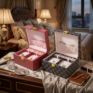 Estuche Organizador de Joyería de PU con Logotipo Personalizado al por Mayor, Caja de Joyería de Cuero de Lujo para el Hogar - Product Image 5