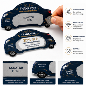 Tarjetas de premios rasca y gana de alta calidad con temática de lavado de autos, boletos promocionales de servicio automotriz personalizados con logo - Product Image 3