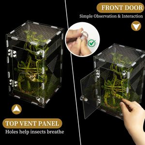 Enclos en acrylique pour araignées sauteuses, terrarium pour reptiles, habitat pour petits animaux, boîte d'élevage pour tarantules, insectes, serpents, lézards - Product Image 3