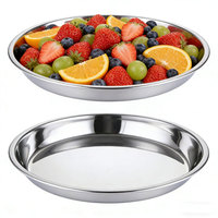 Verstärkter 304 Edelstahl-Teller für Kommerzielles Buffet und BBQ, Langlebiges Hitzebeständiges Umweltfreundliches Serviertablett in Silber/Gold
