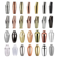 Meilleur vendeur personnalisé 12 pièces Set de shaker à cocktail en acier inoxydable avec support en bambou Shaker à cocktail noir