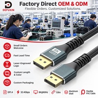 Kabel DFX DP1.4 1.8M 32.4Gbps 8K 60Hz Berlapis Emas dengan Cangkang Aluminium Fleksibel PVC DP ke DP untuk Monitor PC Desktop
