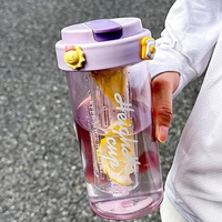 Tasse à eau de sport 600ML avec paille pour femme Literie portable d'été Matériau de qualité alimentaire Partition de thé Bouteille d'eau pour oreiller d'utilisation