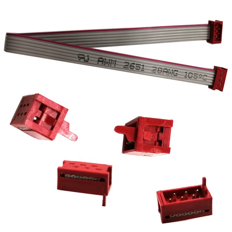 High quality red micro match 3 4 5 6 7 8 9 10 11 12 13 14 16 18 20 24 26 30 40 pin female to male flat ribbon idc cable