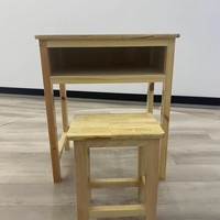 Ensemble bureau et chaise d'étude pour enfants en bois massif avec installation gratuite, design style bois de construction pour les élèves du primaire et du secondaire