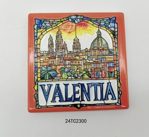 Imán de Refrigerador Personalizado con Diseño de Paisaje 3D de la <span class=keywords><strong>Ciudad</strong></span> de Valentia, Madrid, <span class=keywords><strong>Portugal</strong></span>, Recuerdo de Cerámica Cuadrada - Product Image 1
