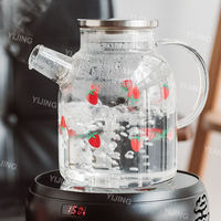 Service à thé fraise style nordique, grande capacité, bouilloire en verre transparent, tasses à thé, pichet à eau froide créatif pour les fêtes