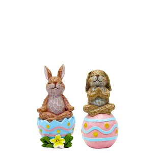 Statua di Coniglio Pasquale in Resina Intagliata NANSI, Uova Dipinte - Ornamento Scenico da Giardino a Tema Yoga per Regali Festivi e Feste di Inaugurazione Casa - Product Image 5