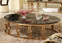 Meubles Offre Spéciale modernes bon marché de salon ensemble de table basse ronde en métal doré et marbre à armature en acier inoxydable tables basses d'hôtel