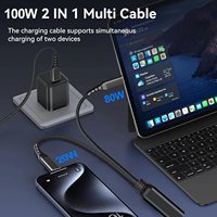 Grosir 2025 baru nilon Braid PD100W pengisi daya Cepat 2 in 1 kabel Usb C ke C UNTUK iPhone 16 15 Pro Max Samsung laptop iPad dll.