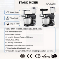 Mixeur Électrique Westchef Allemand 6 Vitesses avec Moteur en Cuivre 1000W, Batteur à Œufs, Fouet, Bol en Acier Inoxydable 5L