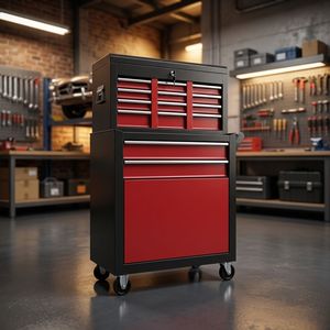 Armoire à outils robuste à deux niveaux, empilable, 7 tiroirs, roulettes verrouillables, capacité de charge de 300 kg, pour atelier automobile professionnel - Product Image 1