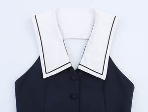 ZADE2025 femmes nouvelle mode décontracté Simple tempérament sans manches col en v large robe plissée avec <span class=keywords><strong>gilet</strong></span> haut - Product Image 3