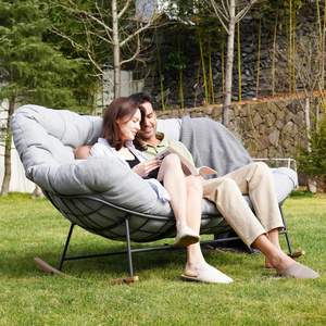 Fauteuil à bascule de jardin Danlong Morden, grand fauteuil à bascule Papasan surdimensionné pour 2 personnes, avec cadre en acier revêtu et coussin épais - Product Image 5