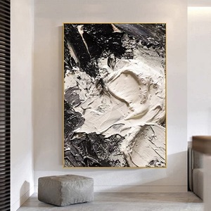 Idées de peintures murales abstraites modernes simples en noir et <span class=keywords><strong>blanc</strong></span> géométriques en acrylique pour le <span class=keywords><strong>salon</strong></span>, décoration sur toile - Product Image 6