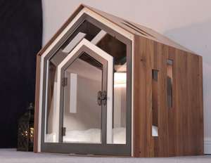 Rumah kandang anjing dan kucing kayu Modern desain baru dengan pintu akrilik Solid dan tempat tidur anjing kustom - Product Image 6