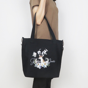 Custom <b>Women's</b> Fashion Canvas Shopping <b>Bags</b> with Zipper Closure Crossbody <b>Messenger</b> <b>Bag</b> Large Capacity Eco-Friendly Portable - Product Image 3