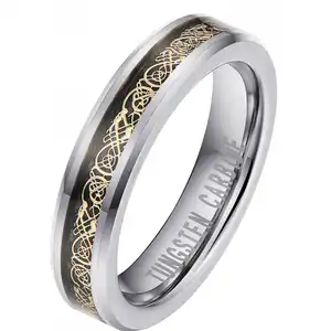 Prix de gros 4mm tungstène dragon anneau argent plaqué hommes et femmes unisexe mode bijoux anneau