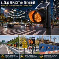 Feu de signalisation clignotant à énergie solaire haute visibilité 1000m, boîtier PC étanche IP65, pour avertissement de sécurité aux intersections