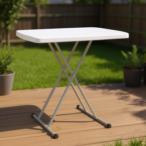 Mesa Plegable Blanca para Exteriores, 76x50x70.5cm, Superficie de Plástico, Estructura Metálica, Diseño Minimalista Elevable, para Jardín o Patio - Product Image 2