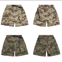 Shorts baggy camouflage rétro Y2K pour hommes, en coton lourd, streetwear, shorts cargo camouflage