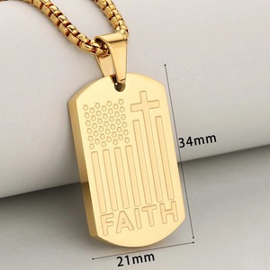Collier pendentif croix drapeau américain Faith pour homme en acier inoxydable, chaîne maille gourmette, bijou religieux patriotique chrétien, cadeau - Product Image 3