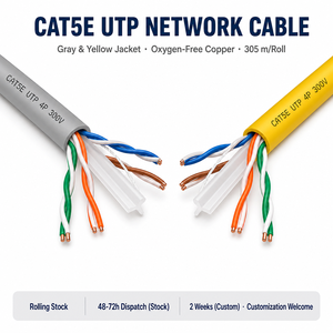 <span class=keywords><strong>Cable</strong></span> <span class=keywords><strong>Ethernet</strong></span> Cat5e UTP de Cobre Libre de Oxígeno de Alta Calidad, 305m 1000ft, 26 AWG, Revestimiento de PVC Ecológico, <span class=keywords><strong>8</strong></span> Conductores, para Interiores, LAN, Banda Ancha - Product Image 1
