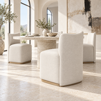 Chaise de salle à manger moderne sans accoudoirs, rembourrée, avec dossier incurvé en tissu tressé et base en bois clair pour salle à manger et cuisine