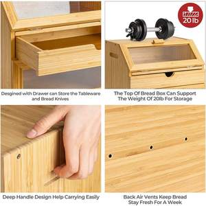 Wooden Bread Storage <b>Box</b> Multi Layer With <b>Glass</b> Lid Freshness Preservation Kitchen Bakery Storage Rectangle Solid Wood Bread <b>Box</b> - Product Image 2