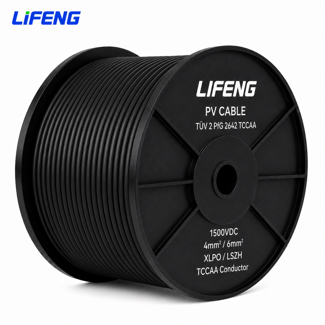 TUV 2 PfG 2642 TCCAA Solar Cable 4mm² 6mm² 1500V DC XLPO LSZH Aluminum Alloy PV Wire for Photovoltaic Power System