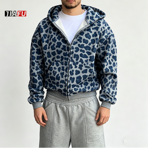 <strong>Men's</strong> <strong>Hoodies</strong> Oversized Zip up Hooded Heavyweight Fleece Streetwear Leopard Print <strong>Hoodies</strong> <strong>for</strong> <strong>Men</strong> Custom Clothing Manufacturers - Product Image 1