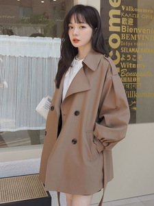 เสื้อคลุมทรงหลวมแบบติดกระดุม สีน้ำตาลแดง สำหรับผู้หญิง สไตล์วินเทจ แขนพองทรงโคมไฟ รุ่นใหม่ ฤดูใบไม้ผลิและฤดูใบไม้ร่วง ปี 2025 - Product Image 3