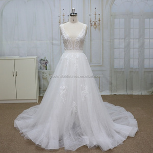 Thanh lịch 2-Piece hiện đại sang trọng ren appliques Bridal Gown nhập khẩu chất liệu A-line Silhouette Chiều dài sàn bất Mẫu Trung Quốc - Product Image 1