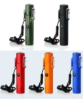 Briquet électronique multifonction rechargeable par USB avec boussole et lampe torche, coffret cadeau pour le camping et l'utilisation de cigarettes