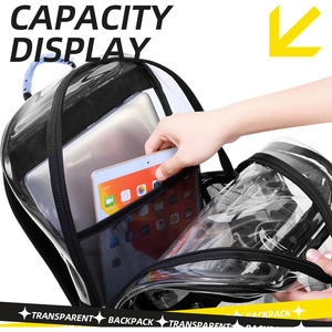 Mochilas Transparentes de PVC al por Mayor, OEM, de Gran Capacidad, con Múltiples Compartimentos, Mochila Transparente para Niños de Secundaria - Product Image 4