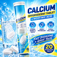 Comprimés effervescents de calcium et de vitamine B3 en marque blanche 500mg, 20 unités, emballage en tube personnalisé OEM ODM pour marques de détail