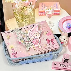 การ์ดอวยพรสเตอริโอรูปผีเสื้อดอกคามิเลียแบบพับได้ 3 มิติ ข้อความอวยพรสดใส กระดาษเคลือบอย่างดี ของขวัญวันเกิดสุดน่ารัก ส่งให้คนที่คุณรัก - Product Image 2