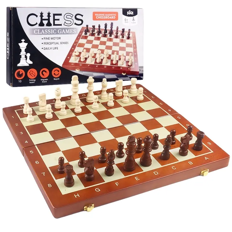 Enfants Enfants Magnétique Portablechess Jeux Dames École Primaire Compétition En Bois Échiquier De Luxe Ensemble