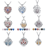 Pendentif diffuseur d'arômes en pierre de lave en forme de cœur, personnalisé en argent, pour huiles essentielles, collier d'aromathérapie