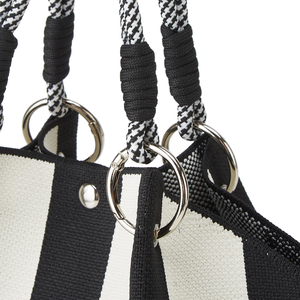 Bolso de Hombro Tipo Cubo para Viaje y Compras, Tejido a Crochet, con Diseño Floral Elegante a Rayas, Duradero, Impermeable y de Gran Capacidad - Product Image 2