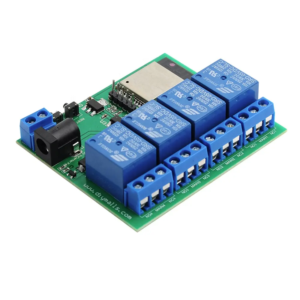 DIYmall ESP32S WiFi Relay Module 4 Channel ESP32-WROOM-32 WiFi Bluetooth-compatible Relay Switch Control Module for Smart Home