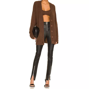 Ingrosso americano classico elasticizzato a vita alta Leggings in <span class=keywords><strong>pelle</strong></span> sintetica <span class=keywords><strong>pantaloni</strong></span> svasati Modulare <span class=keywords><strong>donna</strong></span> con Zip - Product Image 4