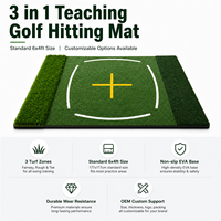 Tapis de frappe pour simulateur de golf d'intérieur 3 en 1, 6x4 pieds, zone de fairway, zone de rough, zone de tee, base antidérapante en EVA, aide à l'entraînement