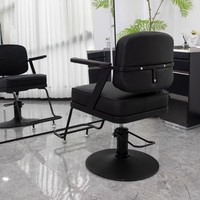 Fauteuil de Barbier Métallique Tendance, Chaise de Salon de Coiffure Moderne et Minimaliste avec Accoudoirs pour la Coupe de Cheveux