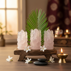 Rose Quartz Hand Carved Ganesh Idol Semi-Precious Stone Crafts Handmade Crystal Wholesale Sculpture - Product Image 3